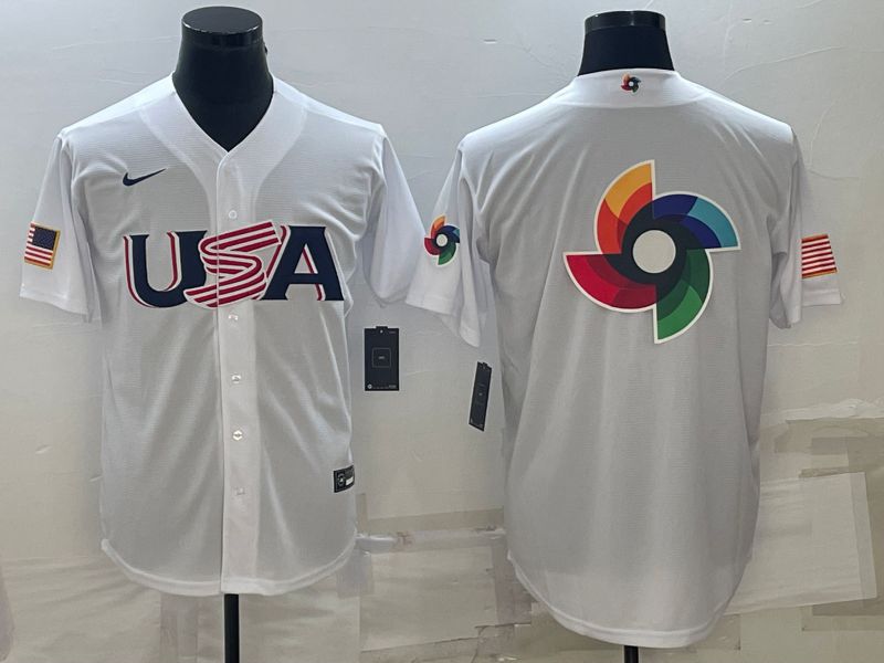 Men 2023 World Cub USA Blank White Nike MLB Jersey5->more jerseys->MLB Jersey